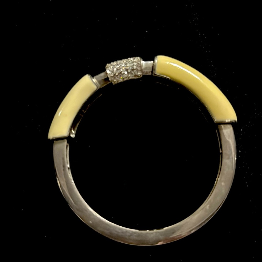 Lia Sophia cream rhinestone bangle stretch bracelet